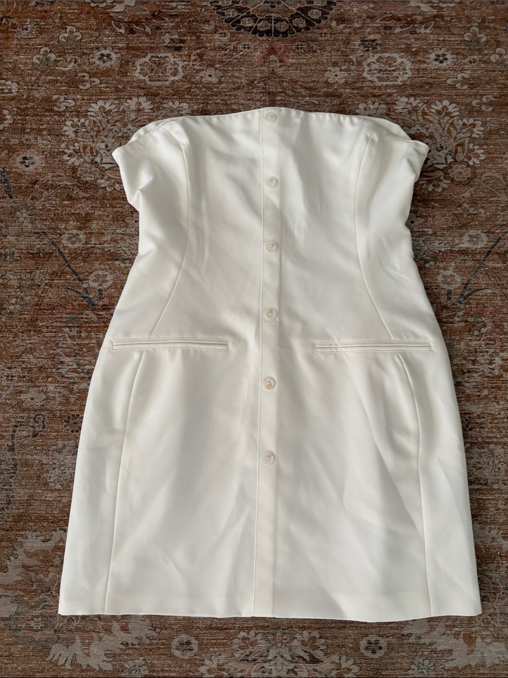 Manière De Voir Strapless Cream Button-Front Mini Dress